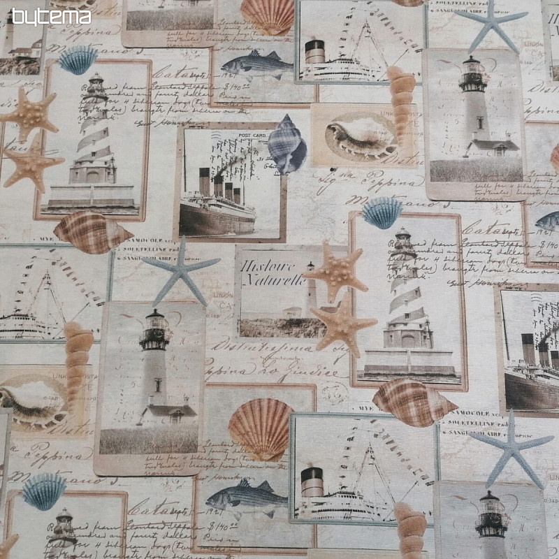 Tkanina dekoracyjna pocztówka morska