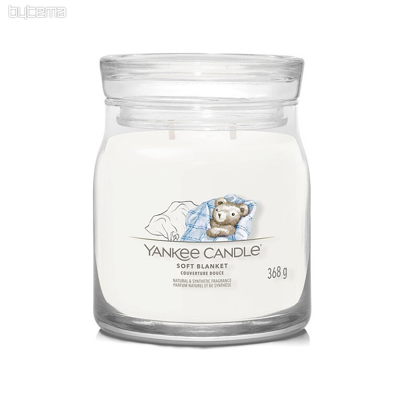 świeca zapach YANKEE CANDLE SOFT BLANKET GLASS MEDIUM 2 Knoty