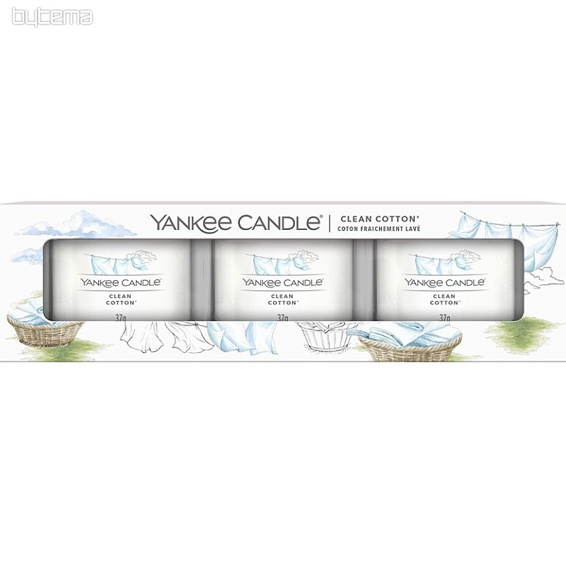 świeczka zapachowa YANKEE CANDLE CLEAN COTTON ZESTAW 3 sztuki