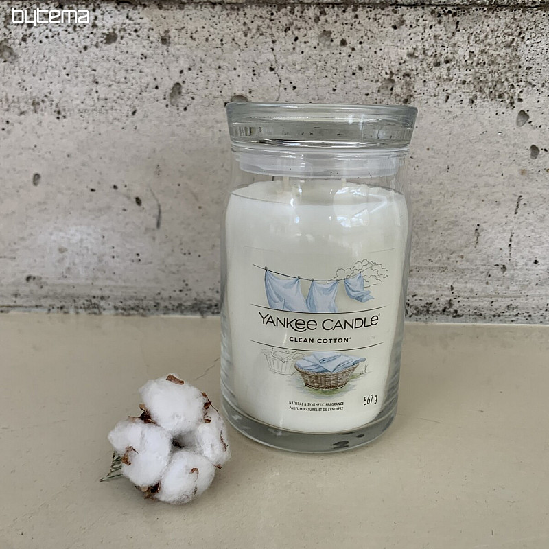 świeczka zapachowa YANKEE CANDLE CLEAN COTTON GLASS DUŻA 2 KNOTY