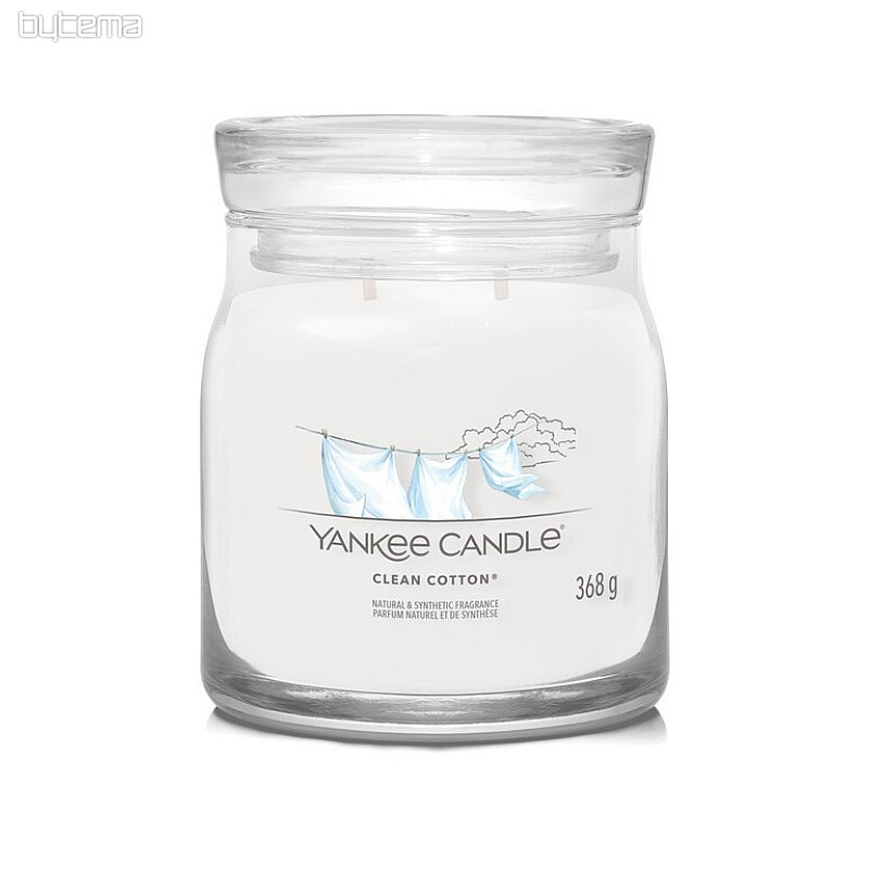 świeczka YANKEE CANDLE zapach CZYSTE BAWEŁNIANE SZKŁO ŚREDNIE 2 Knoty