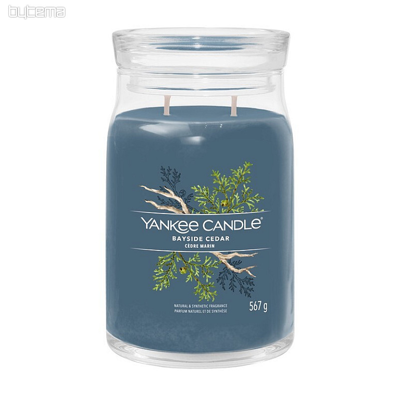 świeca zapach YANKEE CANDLE BAYSIDE CEDAR GLASS DUŻA 2 knoty