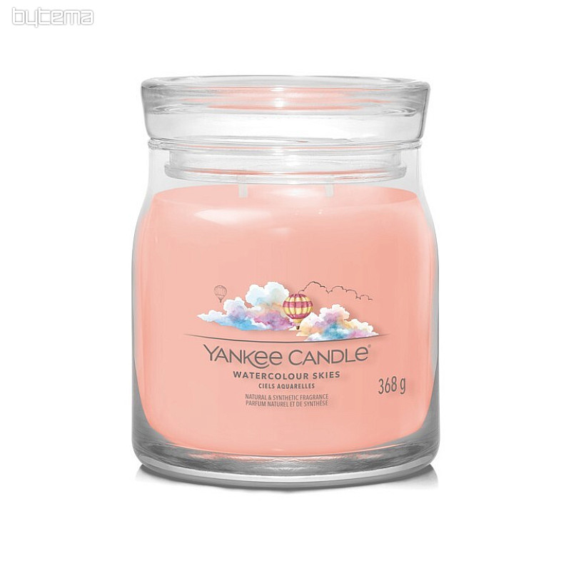 świeca YANKEE CANDLE zapach AKWARELOWE NIEBO SZKŁO ŚREDNIE 2 knoty