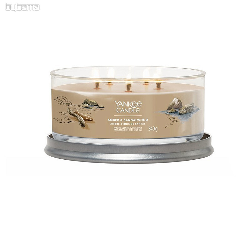 świeca YANKEE CANDLE zapach AMBER i SANDALWOOD TUMBER MEDIUM 5 knotów