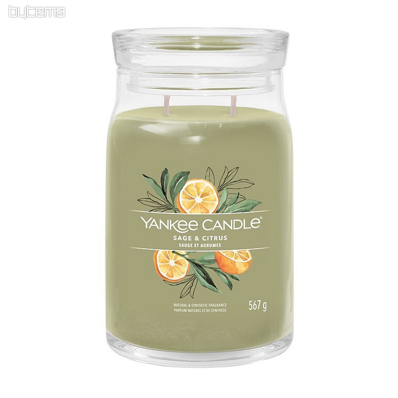 świeca YANKEE CANDLE zapach SAGE i CITRUS GLASS MEDIUM 2 knoty