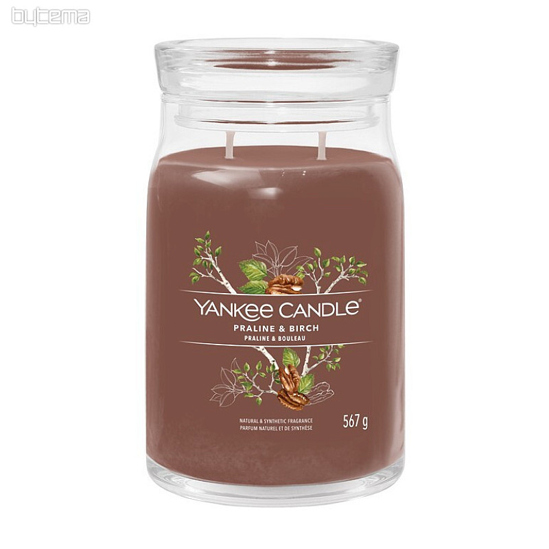 świeca YANKEE CANDLE zapach PRALINE i BIRCH GLASS DUŻA 2 knoty