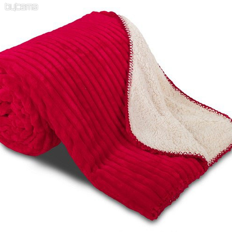 koc z mikrofibry EXTRA SOFT SHEEP sztruks - czerwony