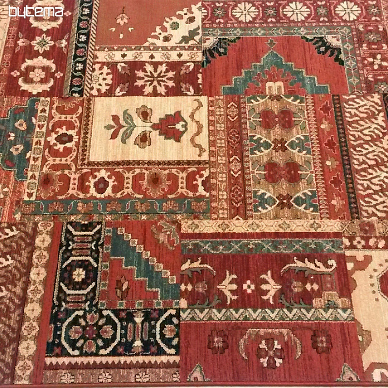 Luksusowe wełniane dywany ROYAL PATCHWORK multi czerwone