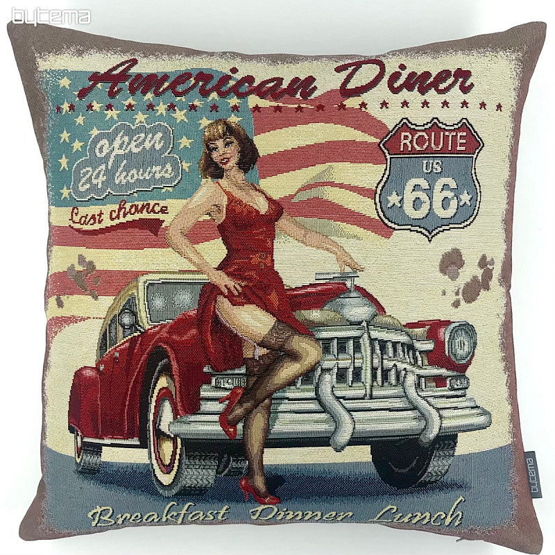 Gobelinowa poszewka na poduszkę AMERICAN DINER ROUTE 66