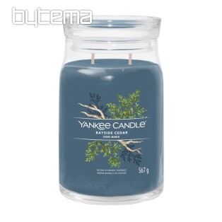 świeca zapach YANKEE CANDLE BAYSIDE CEDAR GLASS DUŻA 2 knoty