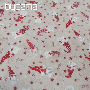 Świąteczna tkanina dekoracyjna Krasnoludki