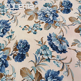 tkanina dekoracyjna LAURA - kwiaty duże niebieskie